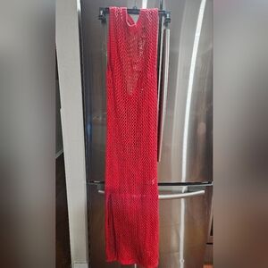 Beach Riot Red Crochet Swim Coverup